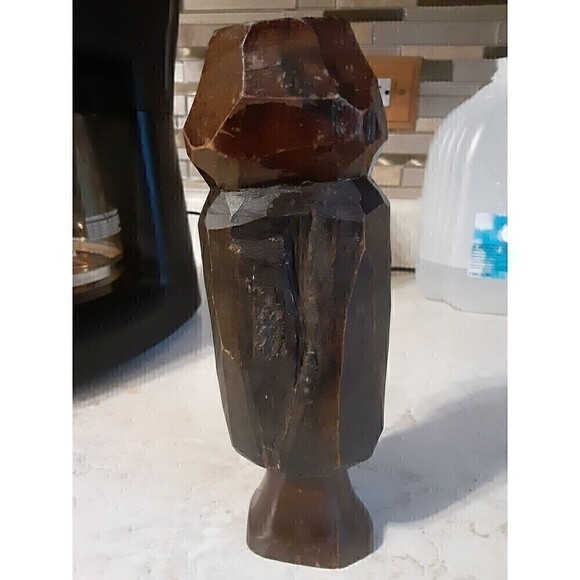 AFRICAN ART Rastafarian Jamaican Hand Carved wooden Man sculpture 8 inch tall - Picture 6 of 11
